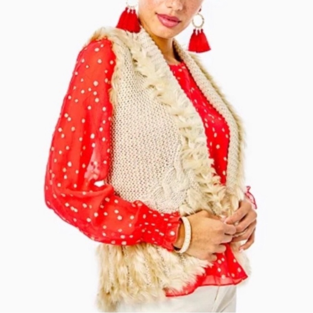 NWT Lilly Pulitzer Torini Sequin Sweater Vest in Heathered Latte Metallic - Picture 8 of 17